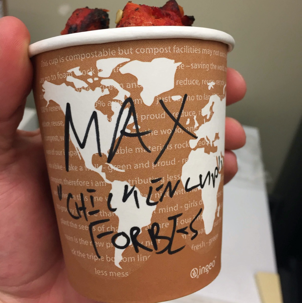 A cup full of chicken